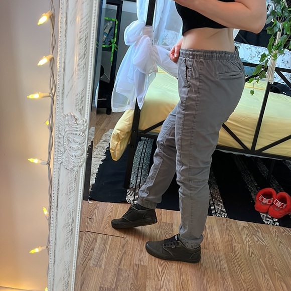 Grey Moto Style Cuffed Ankle Pants - Picture 5 of 8